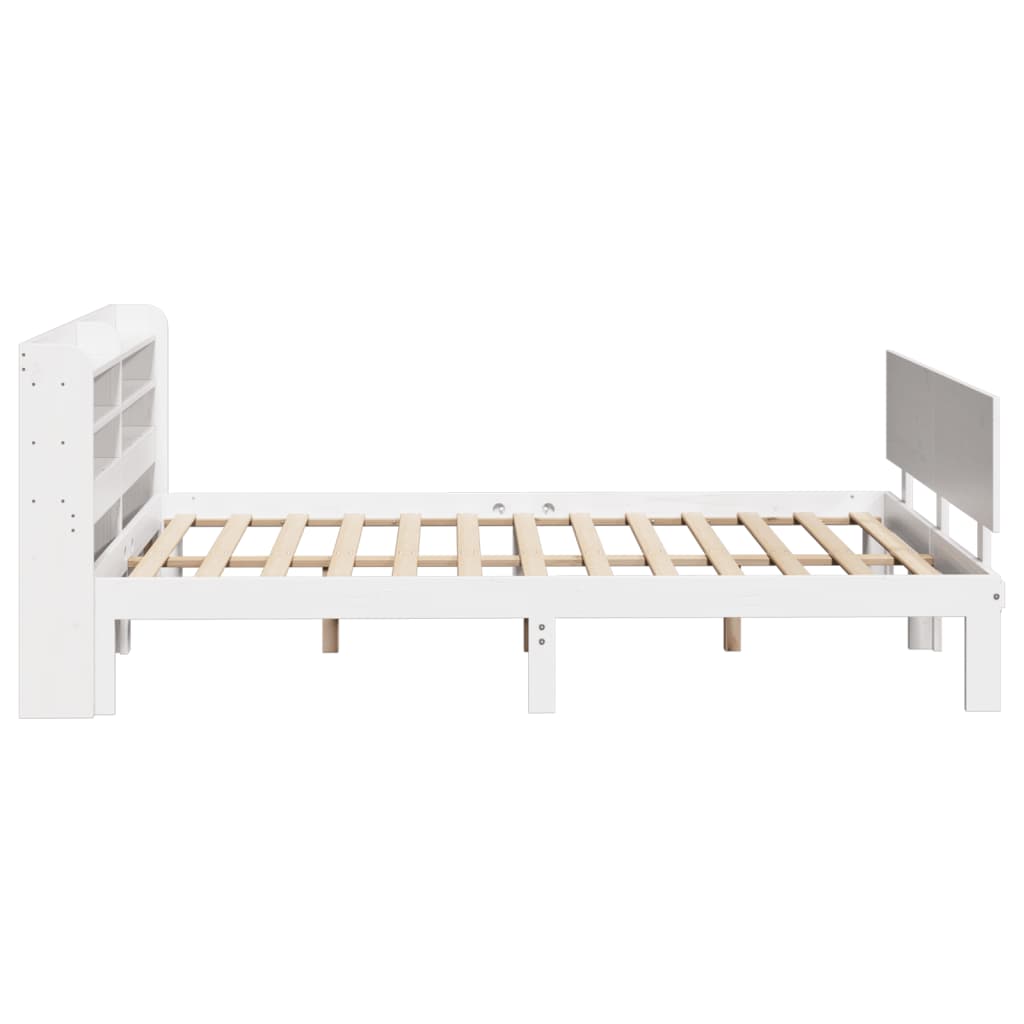 Bed Frame with Headboard without Mattress White 140x200 cm - Bargainia.com - 