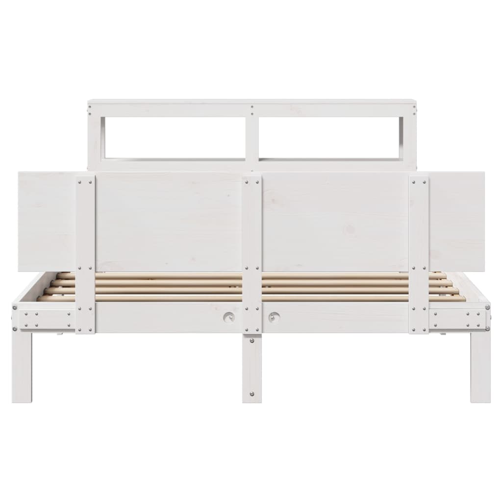 Bed Frame with Headboard without Mattress White 150x200 cm King Size - Bargainia.com - 