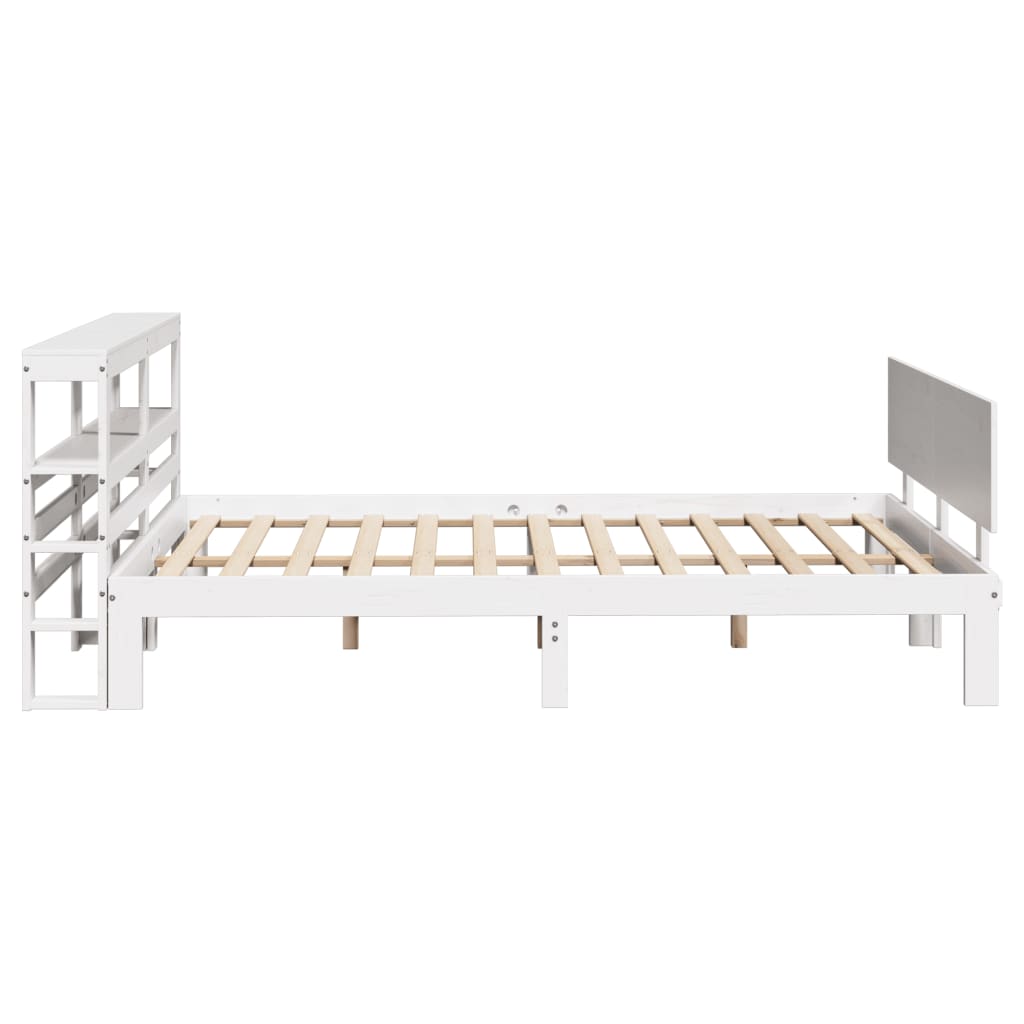 Bed Frame with Headboard without Mattress White 150x200 cm King Size - Bargainia.com - 