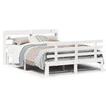 Bed Frame with Headboard without Mattress White 160x200 cm - Bargainia.com - 