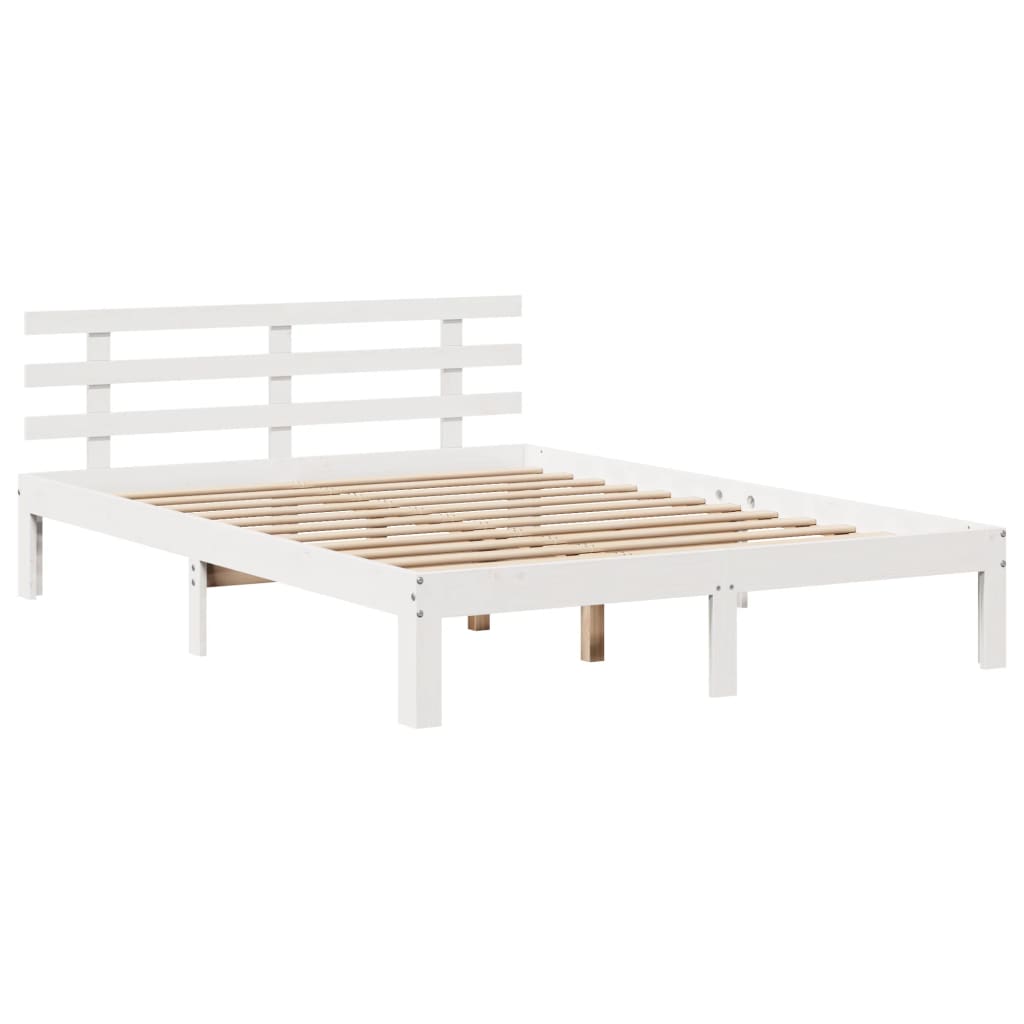Bed Frame with Headboard without Mattress White 160x200 cm - Bargainia.com - 