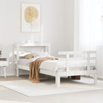 Bed Frame with Headboard without Mattress White 75x190 cm Small Single - Bargainia.com - 