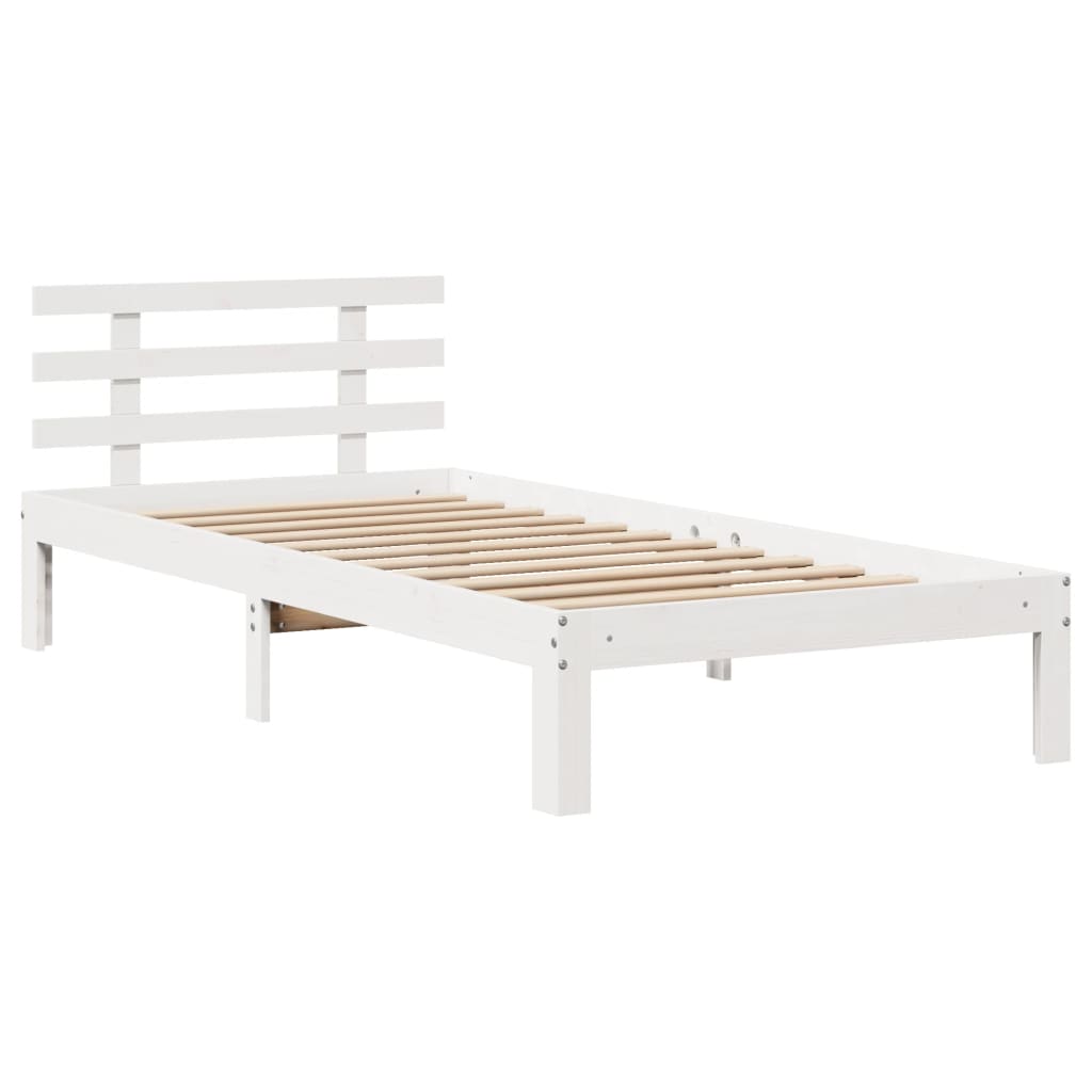 Bed Frame with Headboard without Mattress White 75x190 cm Small Single - Bargainia.com - 