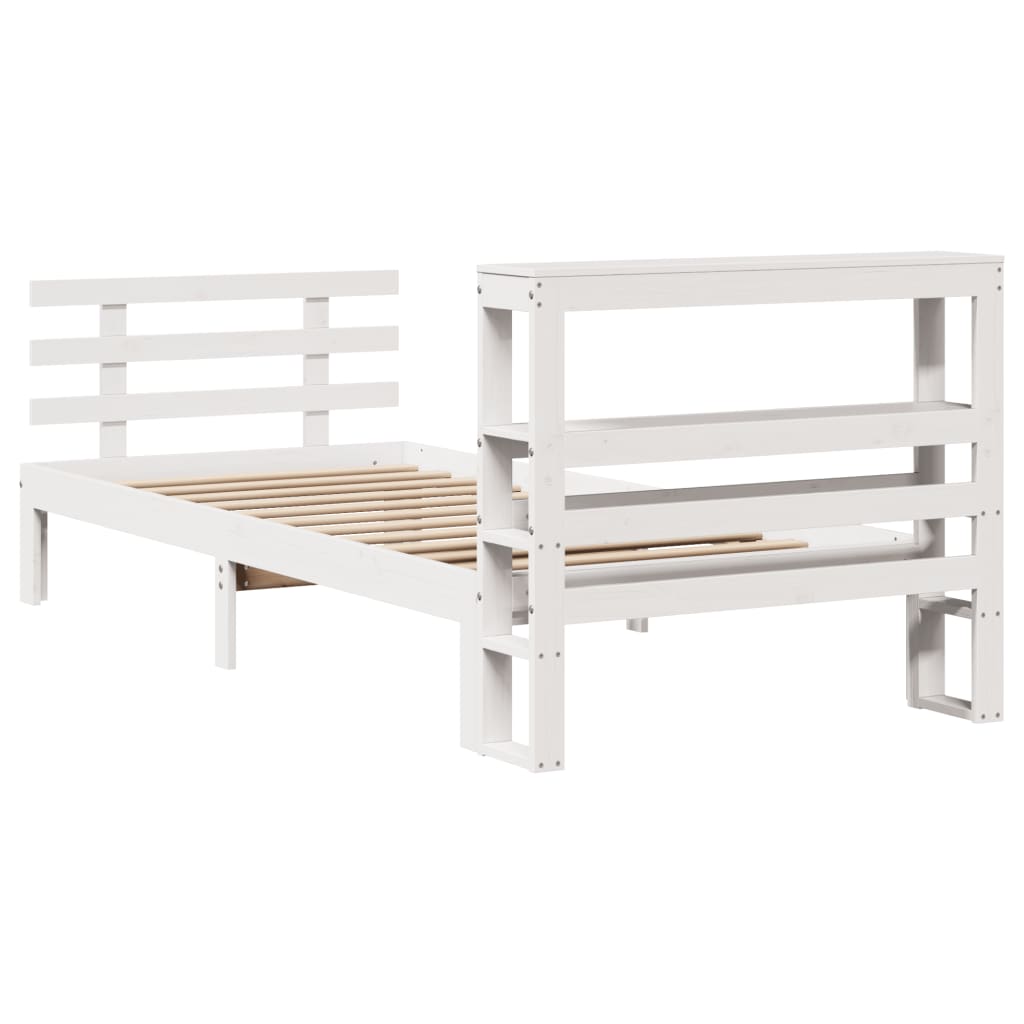 Bed Frame with Headboard without Mattress White 75x190 cm Small Single - Bargainia.com - 