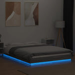 Bed Frame with LED Lights without Mattress Grey Sonoma 120x190cm - Bargainia.com - 
