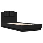 Bed Frame with LED without Mattress Black 100x200 cm - Bargainia.com - 