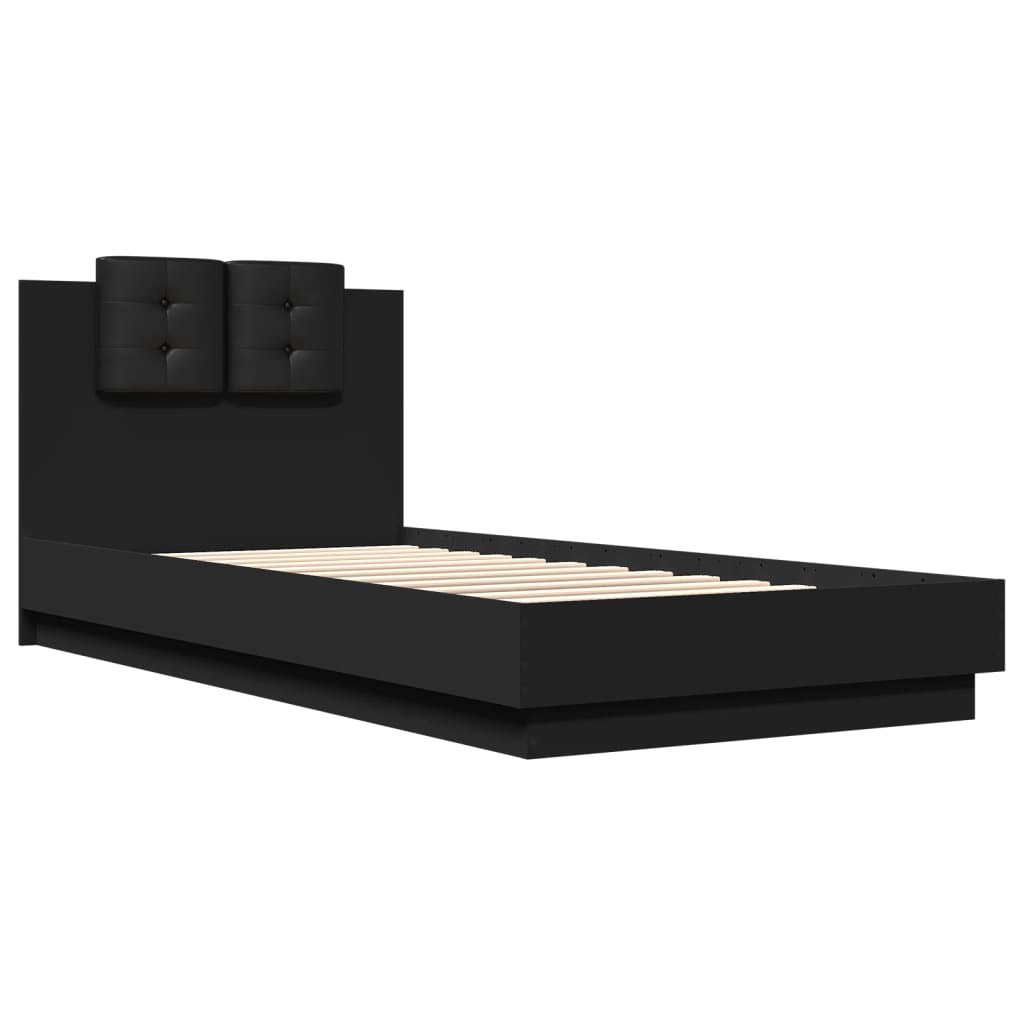Bed Frame with LED without Mattress Black 100x200 cm - Bargainia.com - 