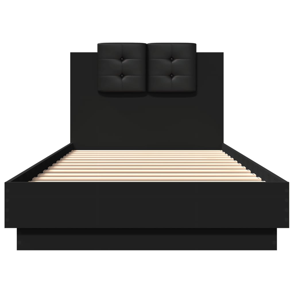 Bed Frame with LED without Mattress Black 100x200 cm - Bargainia.com - 