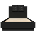 Bed Frame with LED without Mattress Black 100x200 cm - Bargainia.com - 