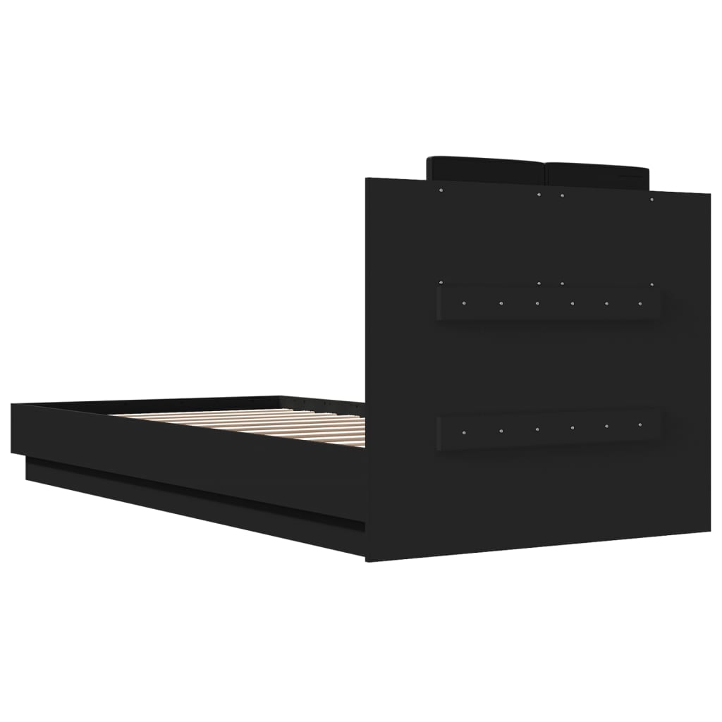 Bed Frame with LED without Mattress Black 100x200 cm - Bargainia.com - 