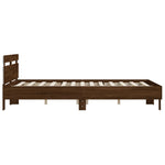 Bed Frame with LED without Mattress Brown Oak 150x200 cm King Size - Bargainia.com - 