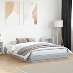 Bed Frame with LED without Mattress Grey Sonoma 150x200 cm King Size - Bargainia.com - 