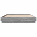 Bed Frame with LED without Mattress Grey Sonoma 150x200 cm King Size - Bargainia.com - 