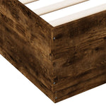 Bed Frame with LED without Mattress Smoked Oak 150x200 cm King Size - Bargainia.com - 