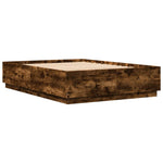 Bed Frame with LED without Mattress Smoked Oak 150x200 cm King Size - Bargainia.com - 