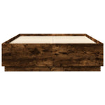 Bed Frame with LED without Mattress Smoked Oak 150x200 cm King Size - Bargainia.com - 