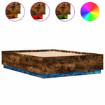 Bed Frame with LED without Mattress Smoked Oak 150x200 cm King Size - Bargainia.com - 