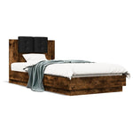 Bed Frame with LED without Mattress Smoked Oak 90x200 cm - Bargainia.com - 
