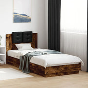 Bed Frame with LED without Mattress Smoked Oak 90x200 cm - Bargainia.com - 