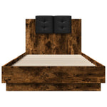 Bed Frame with LED without Mattress Smoked Oak 90x200 cm - Bargainia.com - 