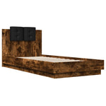 Bed Frame with LED without Mattress Smoked Oak 90x200 cm - Bargainia.com - 