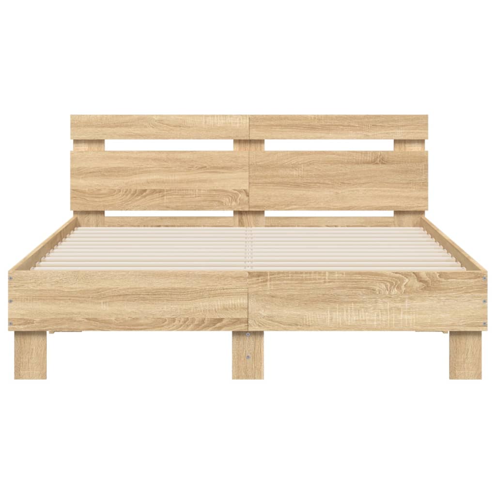 Bed Frame with LED without Mattress Sonoma Oak 120x190 cm Small Double - Bargainia.com - 8721012247932 - 3207576