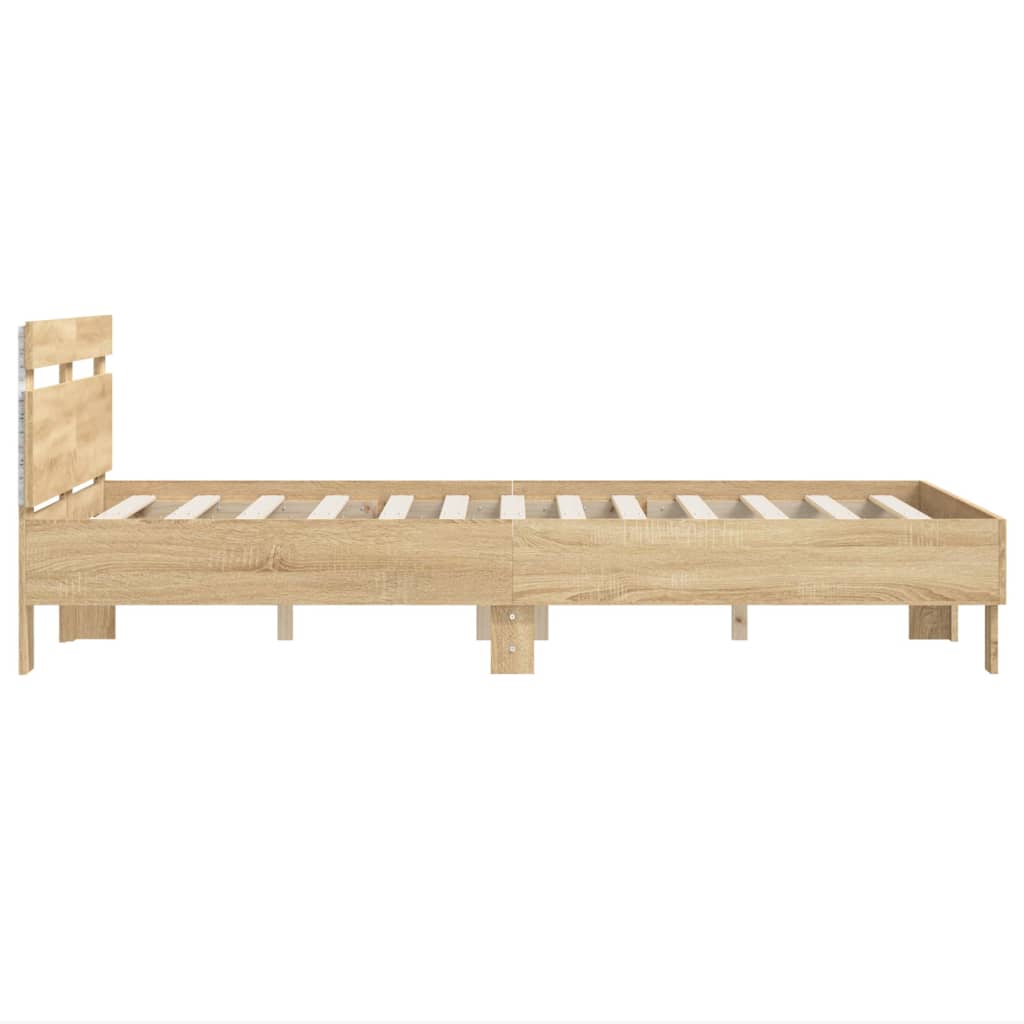 Bed Frame with LED without Mattress Sonoma Oak 120x190 cm Small Double - Bargainia.com - 8721012247932 - 3207576