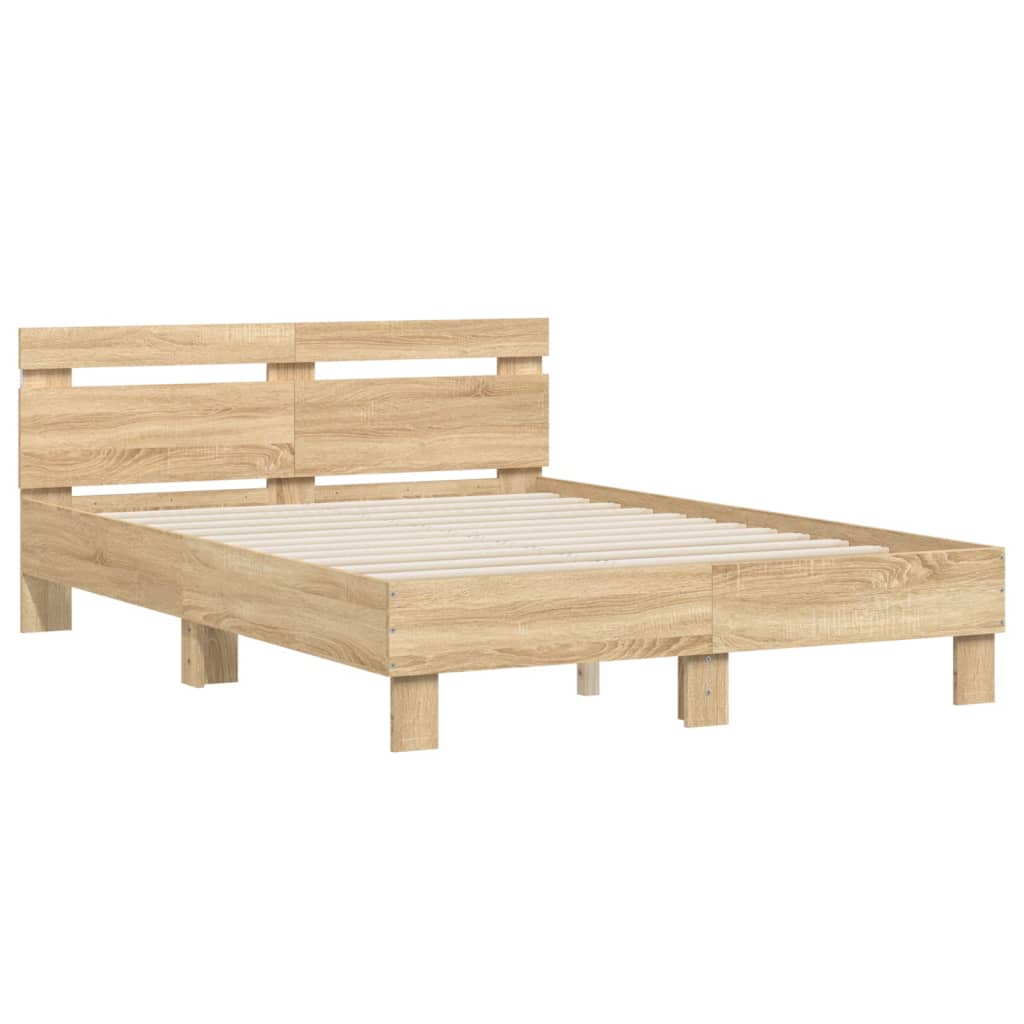 Bed Frame with LED without Mattress Sonoma Oak 120x190 cm Small Double - Bargainia.com - 8721012247932 - 3207576