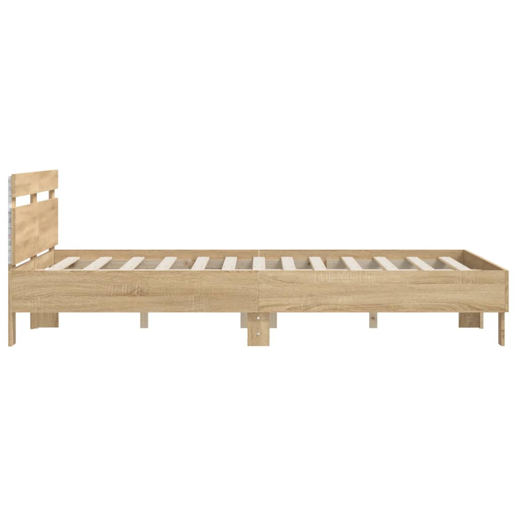 Bed Frame with LED without Mattress Sonoma Oak 140x200 cm - Bargainia.com - 8721012247659 - 3207548