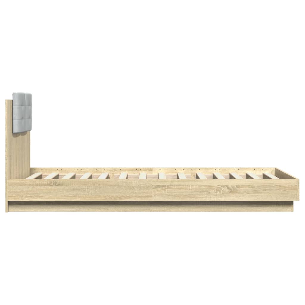 Bed Frame with LED without Mattress Sonoma Oak 90x200 cm - Bargainia.com - 