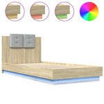 Bed Frame with LED without Mattress Sonoma Oak 90x200 cm - Bargainia.com - 