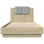 Bed Frame with LED without Mattress Sonoma Oak 90x200 cm - Bargainia.com - 