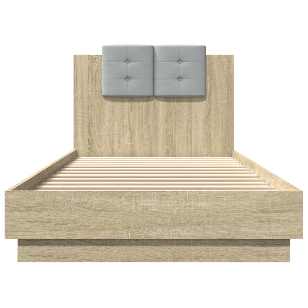 Bed Frame with LED without Mattress Sonoma Oak 90x200 cm - Bargainia.com - 