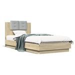 Bed Frame with LED without Mattress Sonoma Oak 90x200 cm - Bargainia.com - 
