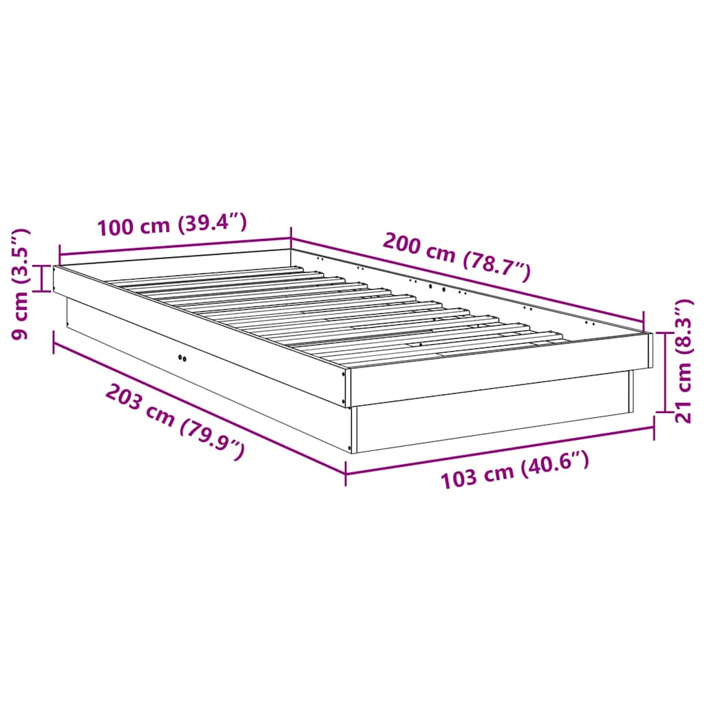 Bed Frame Without Mattress 100x200 cm Solid Oak Wood - Bargainia.com - 