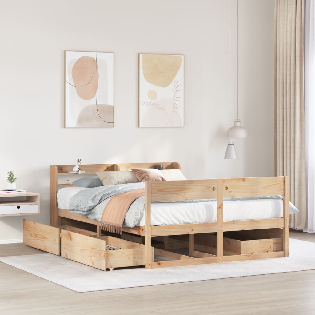 Bed Frame without Mattress 120x190 cm Small Double Solid Wood Pine - Bargainia.com - 