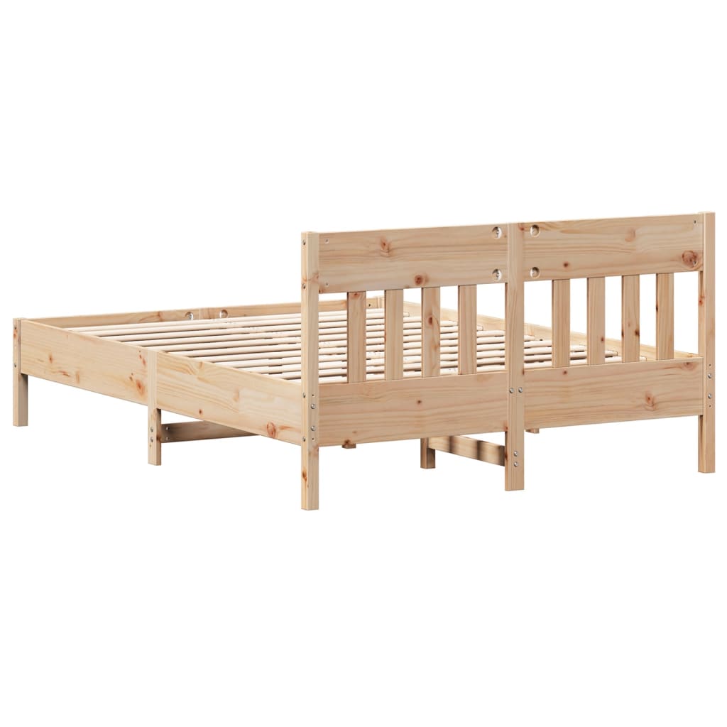 Bed Frame without Mattress 135x190 cm Double Solid Wood Pine - Bargainia.com - 