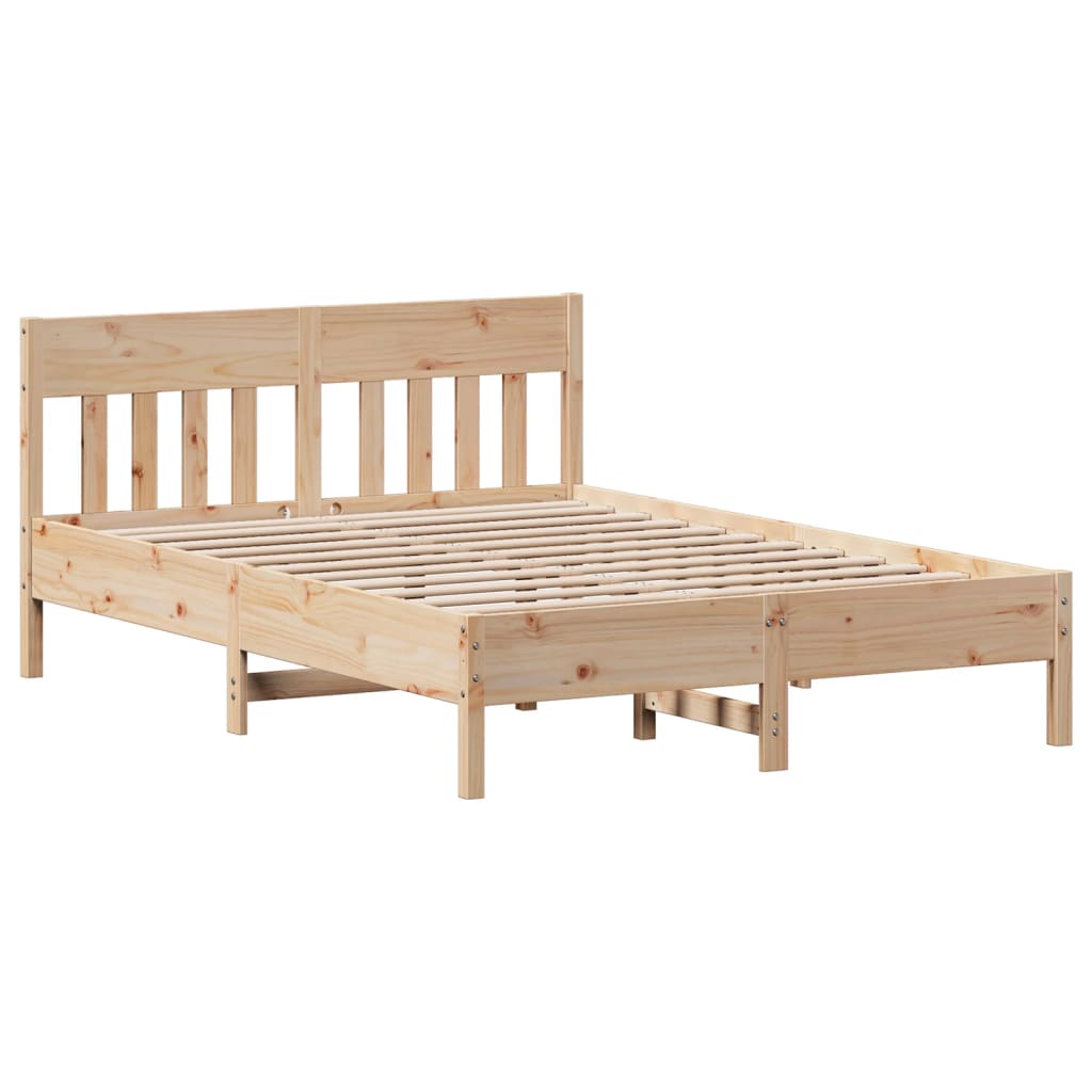 Bed Frame without Mattress 135x190 cm Double Solid Wood Pine - Bargainia.com - 