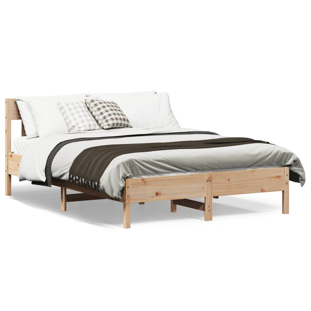 Bed Frame without Mattress 135x190 cm Double Solid Wood Pine - Bargainia.com - 