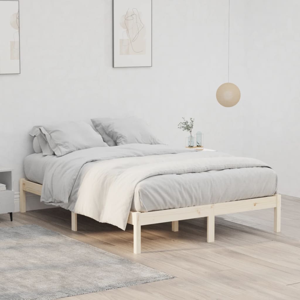 Bed Frame without Mattress 137x190 cm Solid Wood Pine Full - Bargainia.com - 8720287195412 - 822458