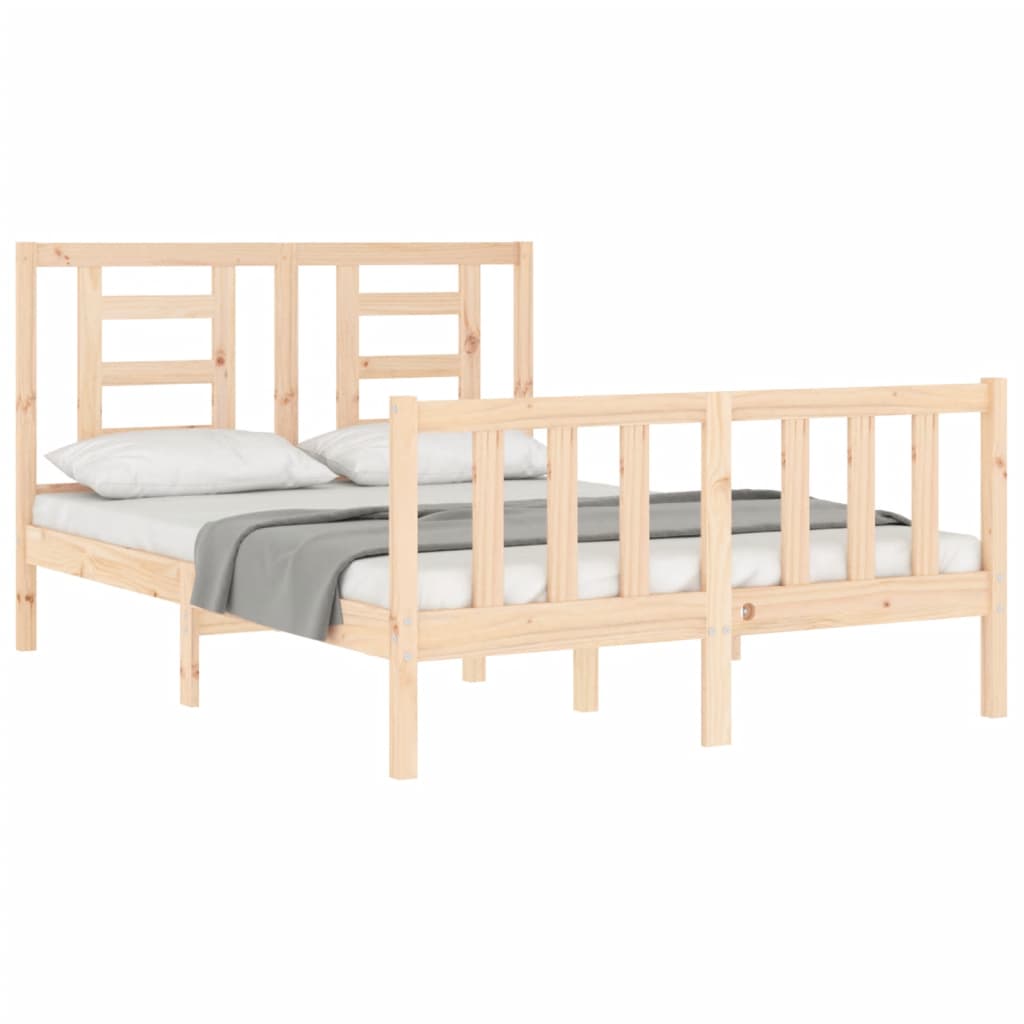 Bed Frame without Mattress 140x190 cm Solid Wood Pine - Bargainia.com - 