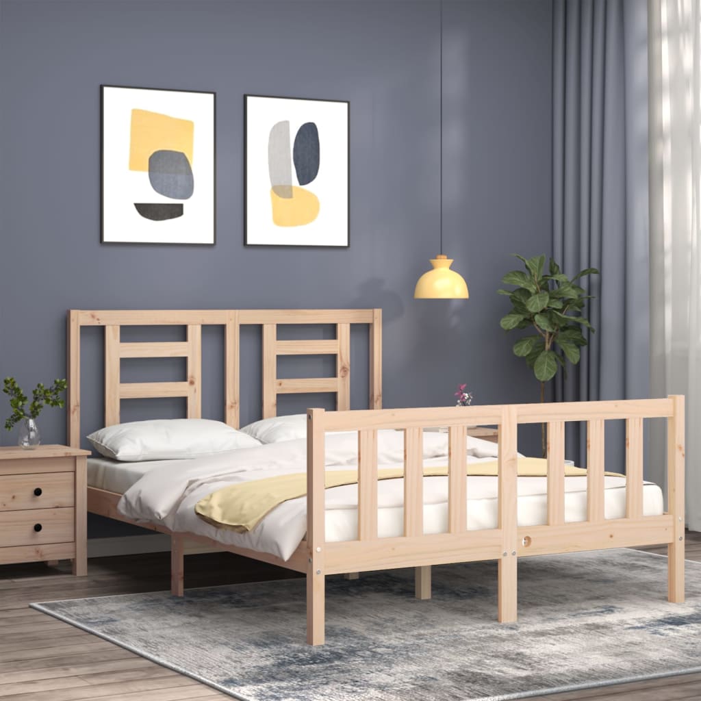 Bed Frame without Mattress 140x190 cm Solid Wood Pine - Bargainia.com - 8720845980313 - 3192861