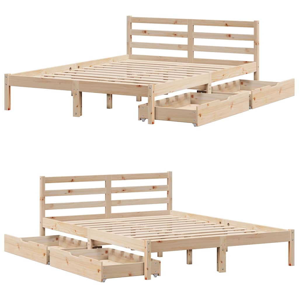Bed Frame without Mattress 140x200 cm Solid Wood Pine - Bargainia.com - 8721102939297 - 3301540