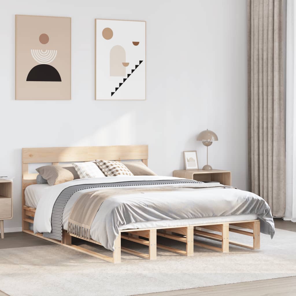 Bed Frame without Mattress 140x200 cm Solid Wood Pine - Bargainia.com - 