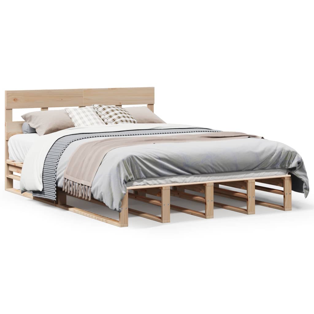 Bed Frame without Mattress 140x200 cm Solid Wood Pine - Bargainia.com - 