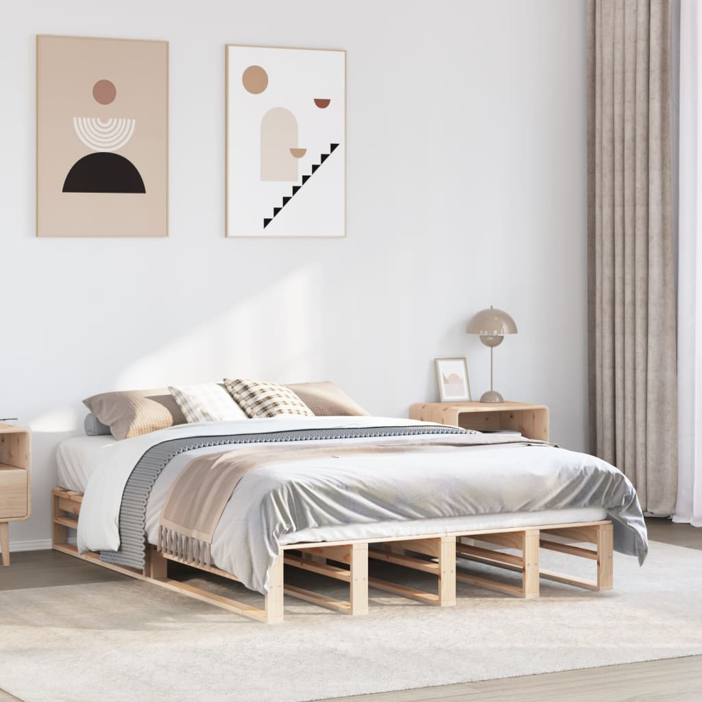 Bed Frame without Mattress 150x200 cm King Size Solid Wood Pine - Bargainia.com - 