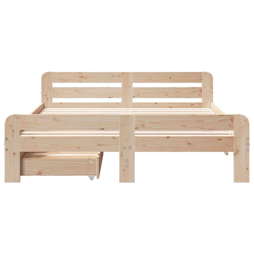 Bed frame without Mattress 150x200 cm King Size Solid Wood Pine - Bargainia.com - 