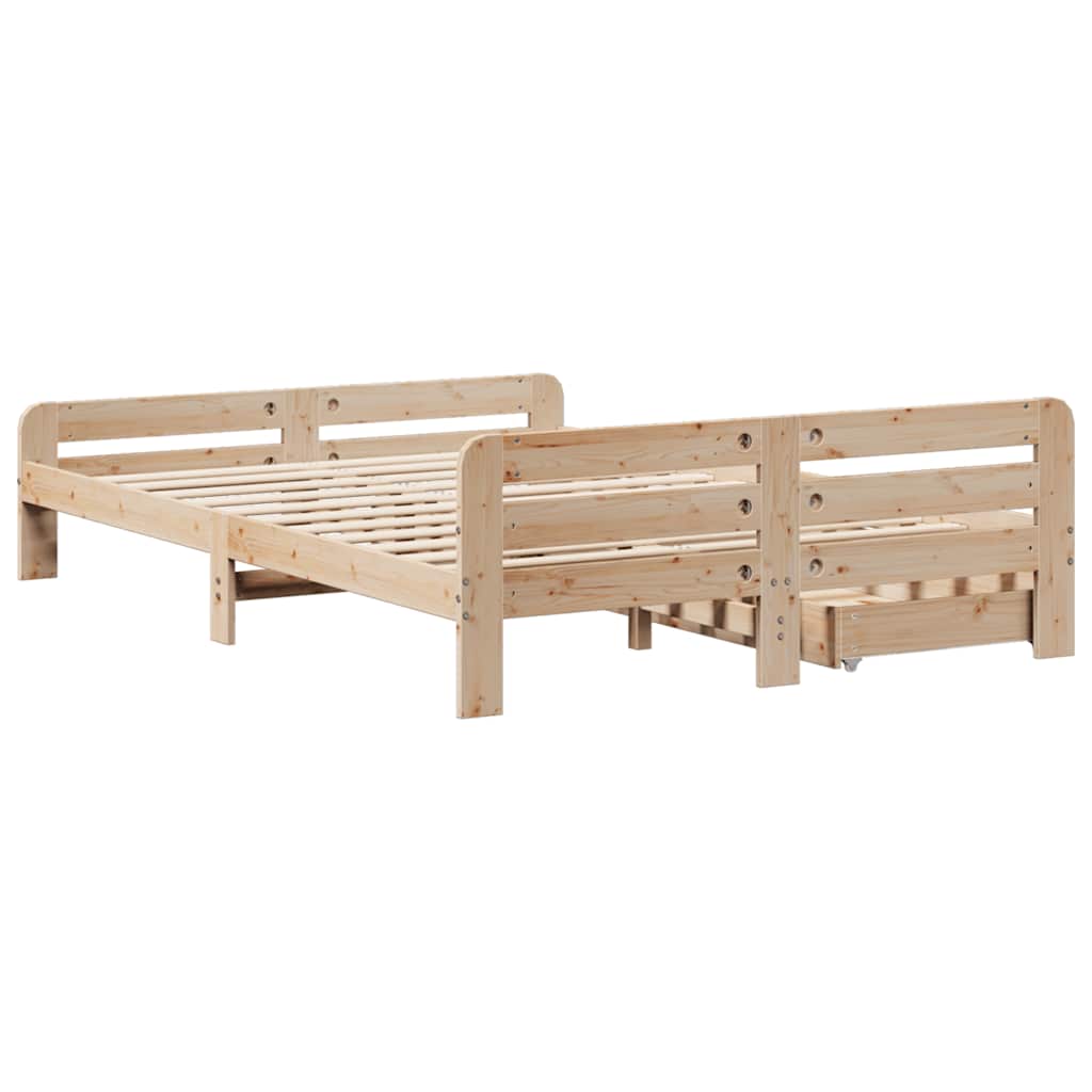 Bed frame without Mattress 150x200 cm King Size Solid Wood Pine - Bargainia.com - 