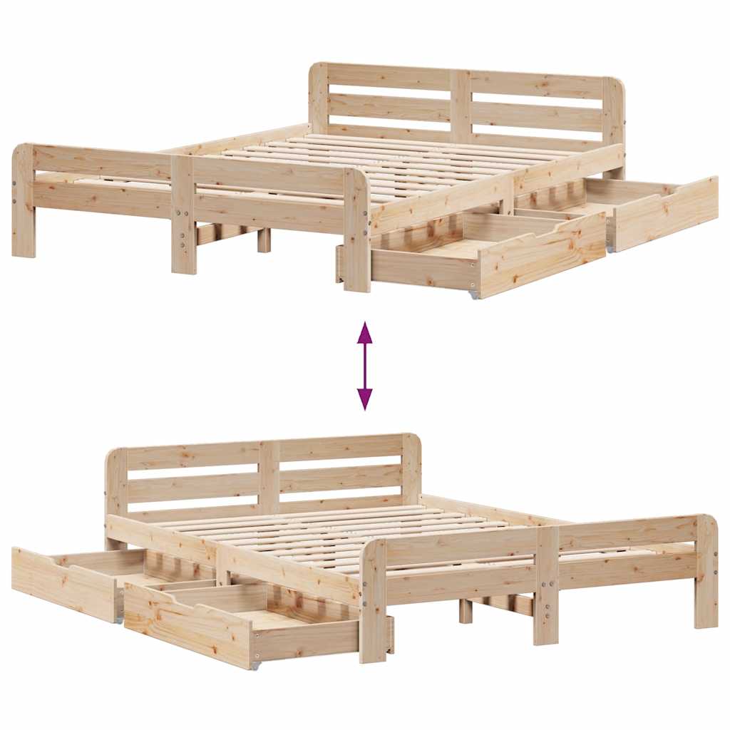 Bed frame without Mattress 150x200 cm King Size Solid Wood Pine - Bargainia.com - 