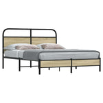 Bed Frame without Mattress 150x200 cm King Size Sonoma Oak Engineered Wood - Bargainia.com - 